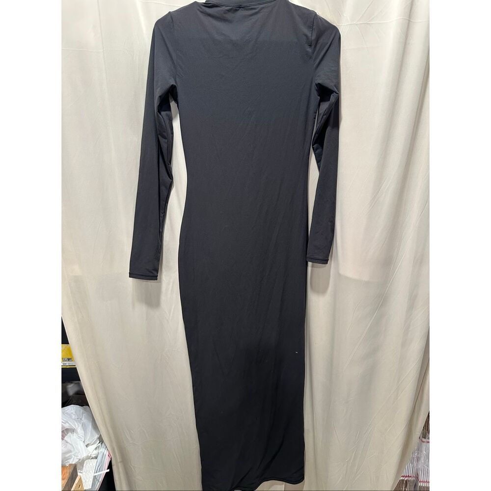 SKIMS Fits Everybody Crew Neck Long Sleeve Maxi Dress Onyx Black Size M, NWT - Picture 4 of 6